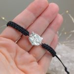 "Bagoly" makramé - ezüst karkötő