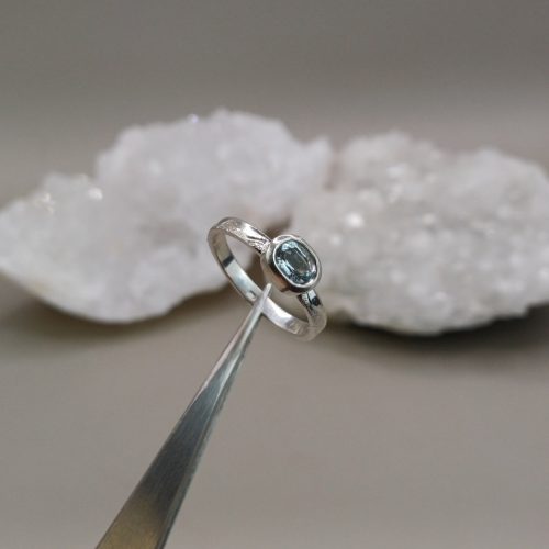 "Nature Details - Aqua Solitaire" ezüst gyűrű