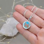 "Virágzás" pink - kék cloisonné ezüst medál 