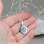 "Virágzás" pink - kék cloisonné ezüst medál 