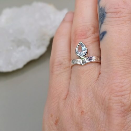 "Tiara gyűrű" - kézzel készült ezüst gyűrű akvamarinnal